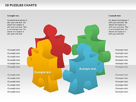 3D Puzzles Charts Presentation Template, Master Slide