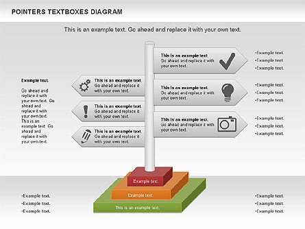 Pointers Textboxes Diagram Presentation Template, Master Slide