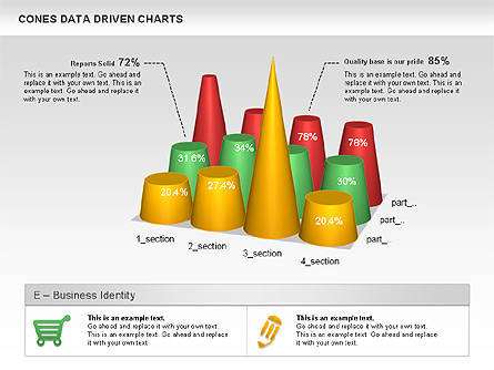 Cones Data Driven Chart Presentation Template, Master Slide