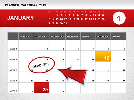 Planner Calendar 2013 Presentation Template, Master Slide