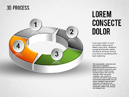 3D Process Diagram Presentation Template, Master Slide
