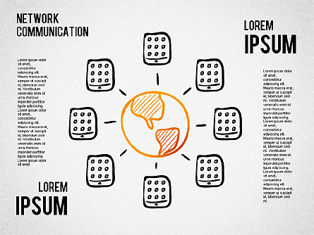 Network Communication Shapes Presentation Template, Master Slide