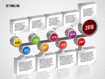 3D Timeline with Textboxes Presentation Template, Master Slide