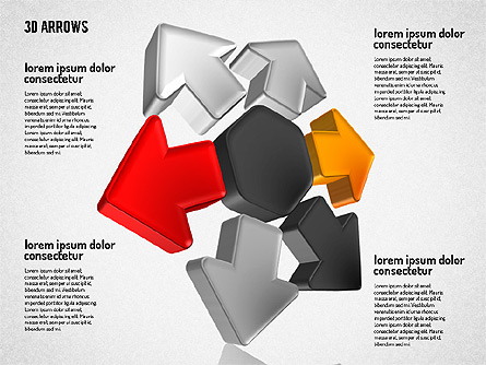 Three Dimensional Arrows Shapes Presentation Template, Master Slide