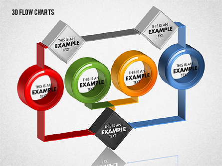 3D Flow Charts with Circles Presentation Template, Master Slide