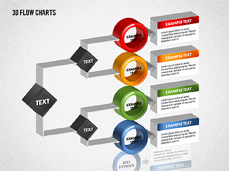 3D Flow Charts with Circles for Presentations in PowerPoint and Keynote ...