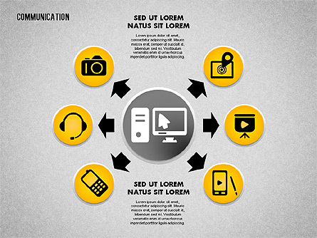 Communication and Media Icons Presentation Template, Master Slide