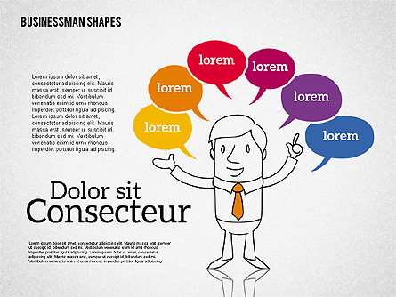 Shapes and Businessman Character Presentation Template, Master Slide
