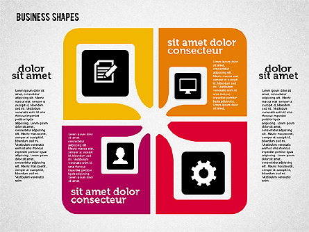 Process Shapes Collection in Flat Design Presentation Template, Master Slide