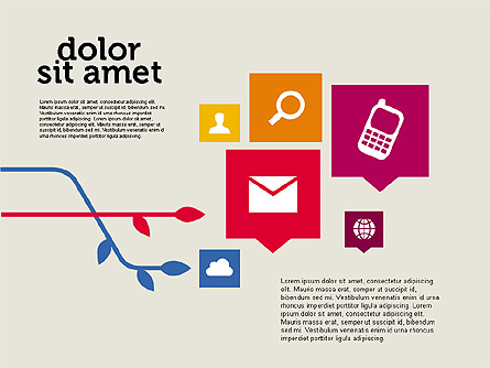 Social Networking Diagram in Flat Design Presentation Template, Master Slide