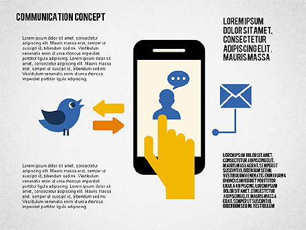 Communication Concept in Flat Design Presentation Template, Master Slide