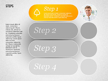 Steps with Photos Diagram Presentation Template, Master Slide