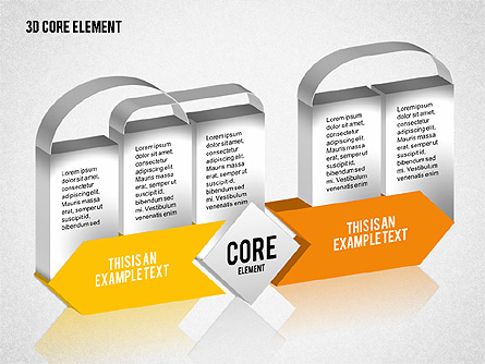 3D Core Element Diagram Presentation Template, Master Slide