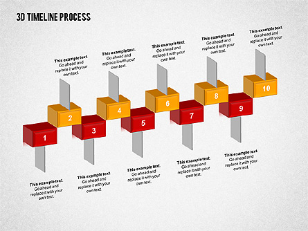 3D Timeline Process Presentation Template, Master Slide