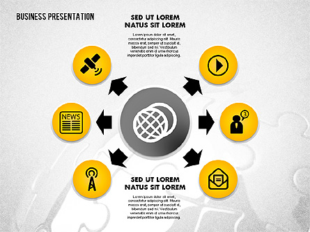 Content Sharing Process with Icons Presentation Template, Master Slide