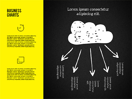 Business Charts and Shapes on Chalkboard Presentation Template, Master Slide