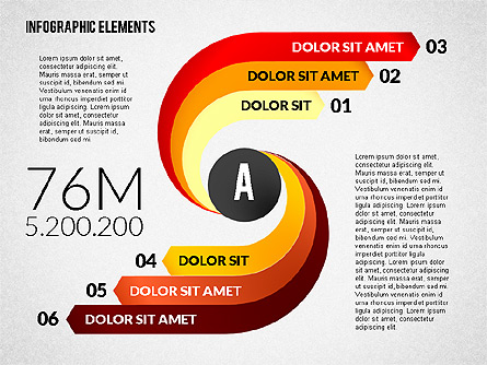 Round and Curved Infographic Elements Presentation Template, Master Slide