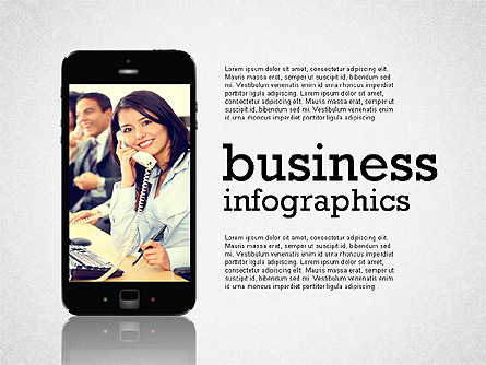 Business Infographics with Smartphone Presentation Template, Master Slide