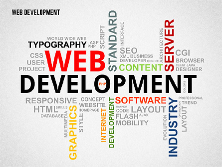 Web Development Word Cloud Presentation Template, Master Slide