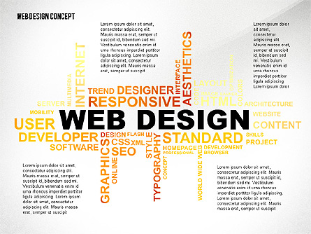 Web Design World Cloud Presentation Template, Master Slide
