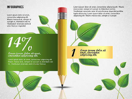 Options with Pencil and Green Leaves Presentation Template, Master Slide