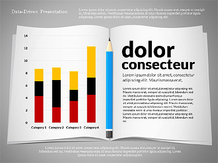 Data Driven Presentation with Book and Pencil Presentation Template, Master Slide