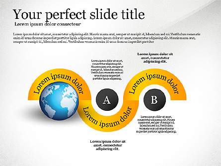Stages and Process Diagram with Globe Presentation Template, Master Slide