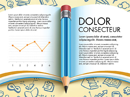 Data Driven Report with Book and Pencil Presentation Template, Master Slide