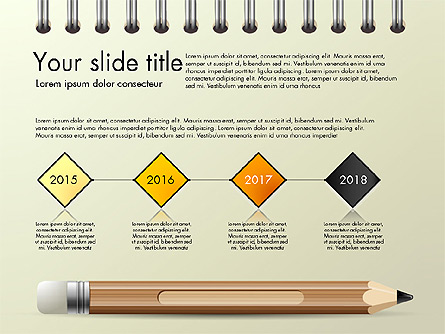 Presentation on Notebook Sheet with Pencil Presentation Template, Master Slide