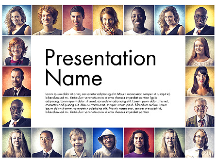 Data Driven Report with People Portraits Presentation Template, Master Slide