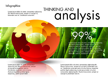 Data Driven Report with Puzzled Donut Shape Presentation Template, Master Slide