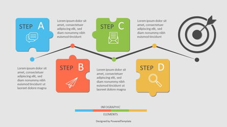 Four Puzzle Step Goal Infographic Presentation Template, Master Slide