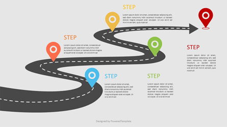 Road Way Infographic with Options Presentation Template, Master Slide
