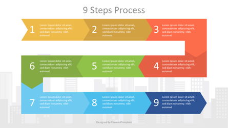 Zigzag Nine Step Process Diagram Presentation Template, Master Slide