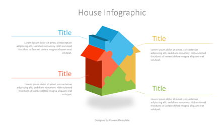 Puzzle House Four Piece Volumetric Infographic Presentation Template, Master Slide