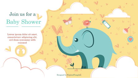 Elephant Baby Shower Party Invitation Presentation Template, Master Slide