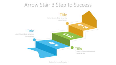 Arrow Stair 3 Step to Success Diagram Presentation Template, Master Slide