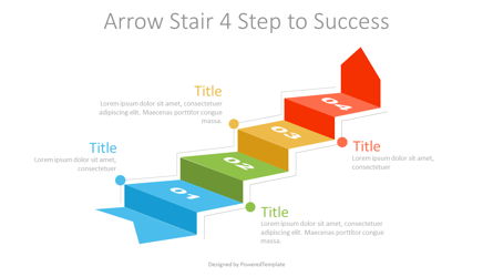 Arrow Stair 4 Step to Success Diagram Presentation Template, Master Slide