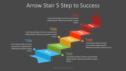 Arrow Stair 5 Step to Success Diagram Presentation Template, Master Slide