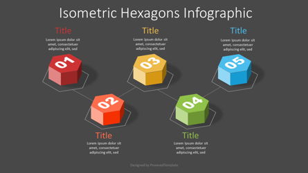Isometric Hexagon Roadmap Presentation Template, Master Slide