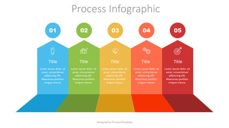 5 Upward Arrows Process Infographic Presentation Template, Master Slide