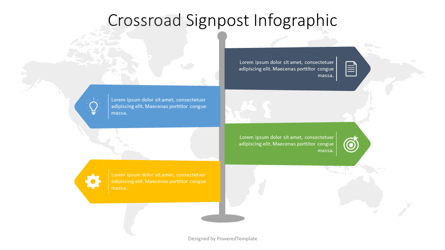 Crossroad Signpost Infographic Presentation Template, Master Slide