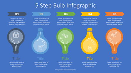 5 Step Bulb Infographic Presentation Template, Master Slide