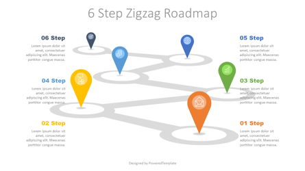 6 Step Zigzag Roadmap Presentation Template, Master Slide