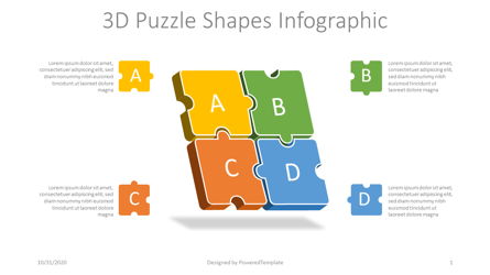 3D Puzzle Shapes Infographic Presentation Template, Master Slide