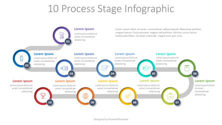10 Process Stage Diagram Presentation Template, Master Slide