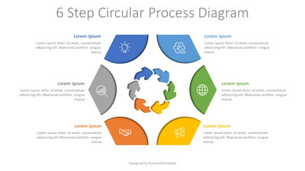 6 Step Circular Process Diagram Presentation Template, Master Slide