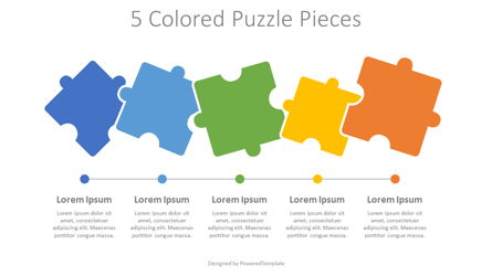 5 Colored Puzzle Pieces Presentation Template, Master Slide