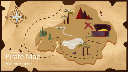 Pirate Map Cover Slide Presentation Template, Master Slide