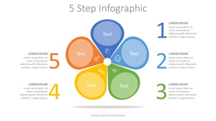 5 Colored Petal Like Step Infographic Presentation Template, Master Slide